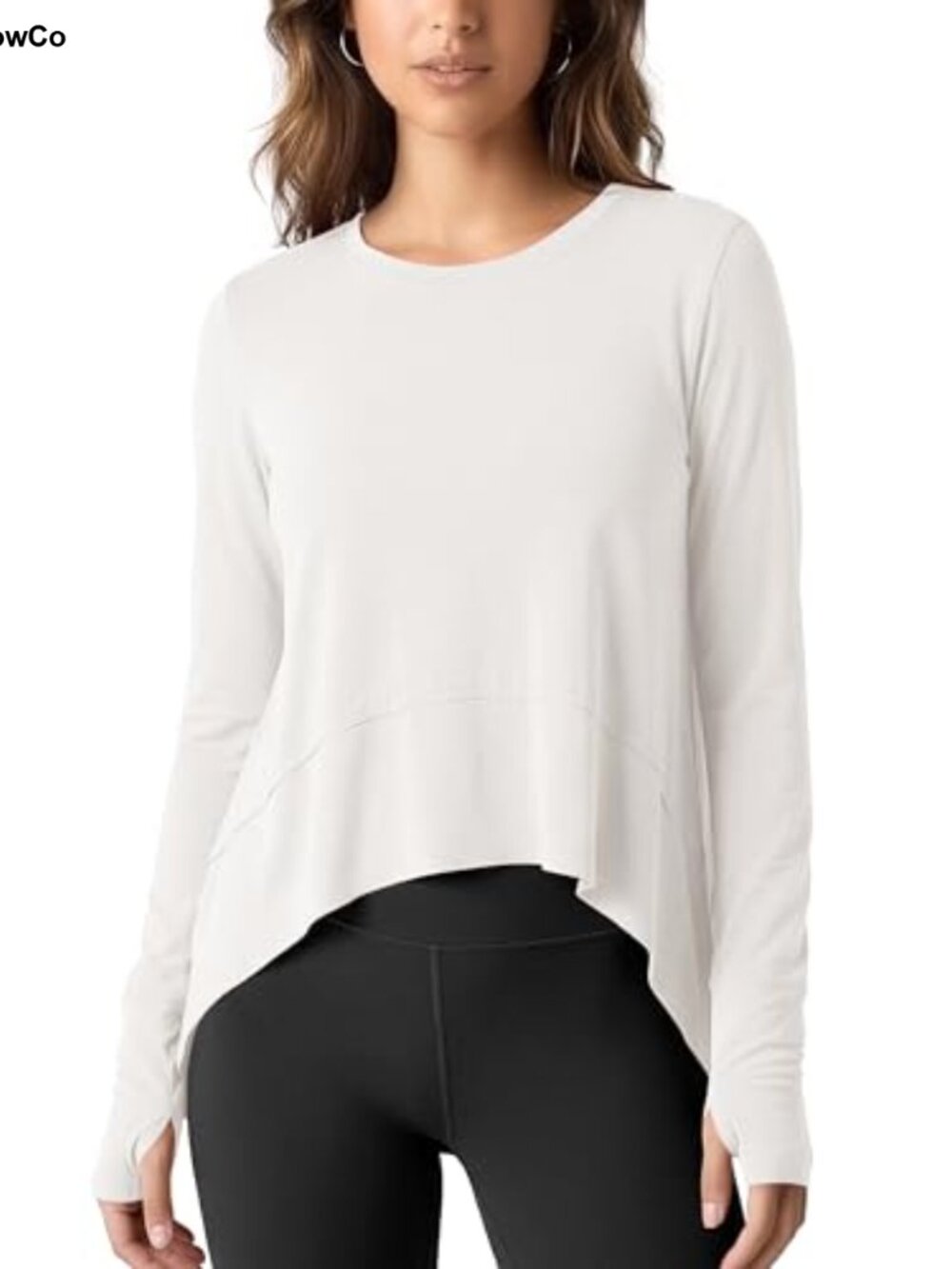 ODODOS Long Sleeve Crop Top Thumbhole Athletic Yoga Shirt
